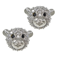 Cubic Zirconia Micro Pave Brass Beads, Bear, plated, micro pave cubic zirconia & hollow Approx 1.5mm 