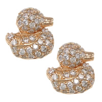 Cubic Zirconia Micro Pave Brass Beads, Duck, plated, micro pave cubic zirconia & hollow Approx 1mm 