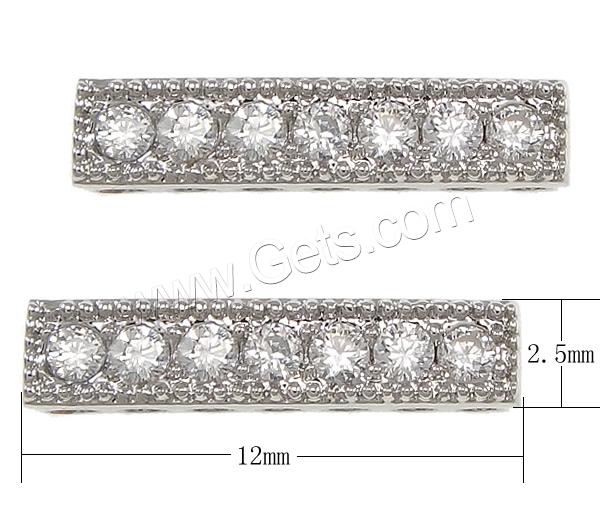 Barrita Separadora de Latón, metal, Rectángular, chapado, micro arcilla de zirconia cúbica & 7-aro, más colores para la opción, 12x2.5mm, agujero:aproximado 0.8mm, Vendido por UD