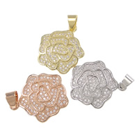 Cubique Pendentif en laiton zircon pavent, fleur, Placage, pavé de micro zircon, plus de couleurs à choisir Environ Vendu par PC