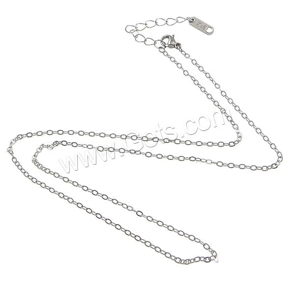 Fashion Stainless Steel Necklace Chain, with 2lnch extender chain, different size for choice & oval chain, original color, Length:Approx 18 Inch, 1000Strands/Bag, Sold By Bag