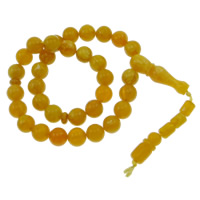 Tasbih, résine, Rond, imitation d'ambre pouce, Environ Vendu par brin