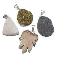 Ice Quartz Agate Pendants, with Brass, silver color plated, mixed, nickel, lead & cadmium free Approx 