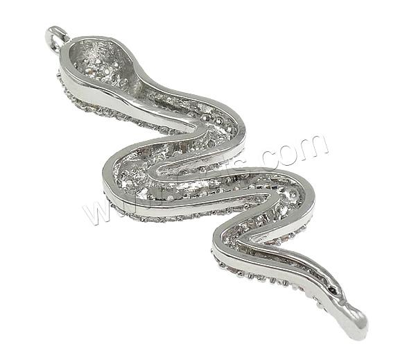 Colgante de Micro Pavé de Zirconía Cúbica, metal, Serpiente, chapado, micro arcilla de zirconia cúbica, más colores para la opción, 14x43x5.5mm, agujero:aproximado 1.5mm, Vendido por UD