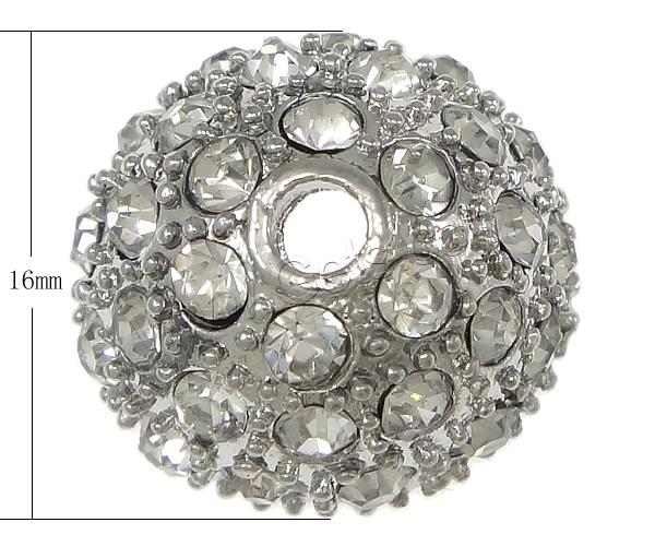 Zink Legierung Perlenkappen, Zinklegierung, Dom, plattiert, mit Strass, keine, frei von Nickel, Blei & Kadmium, 16x16x8mm, Bohrung:ca. 2.5mm, 13mm, verkauft von PC