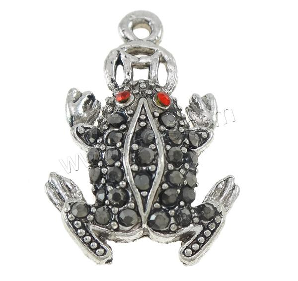 Pendentifs animaux en alliage de zinc, grenouille, Placage, Personnalisé & avec strass, plus de couleurs à choisir, protéger l'environnement, sans nickel, plomb et cadmium, 21x30.5x6mm, Trou:Environ 2mm, Vendu par PC