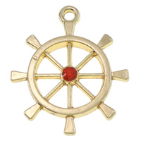 Zinc Alloy Ship Wheel & Anchor Pendentif, alliage de zinc, roue de bateau, Placage, modèle nautique & Personnalisé & avec strass, plus de couleurs à choisir, protéger l'environnement, sans nickel, plomb et cadmium Environ 2mm, Vendu par PC