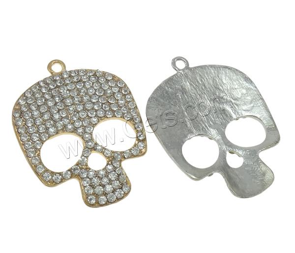 Zinc Alloy Skull Pendants, plated, Customized & with rhinestone, more colors for choice, nickel, lead & cadmium free, 39x52.5x5mm, Hole:Approx 3mm, Sold By PC