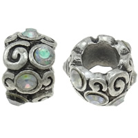 grano Europeo de aleación Zinc con diamante, aleación de zinc, Tambor, chapado, Modificado para requisitos particulares & sin rosca & con diamantes de imitación, más colores para la opción, libre de níquel, plomo & cadmio, 11x7mm, agujero:aproximado 5.5mm, Vendido por UD