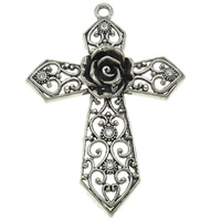 Zinc Alloy Cross Pendants, plated, with rhinestone & hollow nickel, lead & cadmium free Approx 4mm 