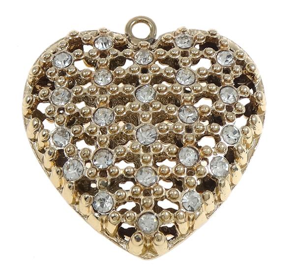 Zinc Alloy Heart Pendants, plated, Customized & with rhinestone & hollow, more colors for choice, nickel, lead & cadmium free, 54x51x21mm, Hole:Approx 4mm, Sold By PC