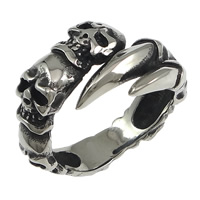 Fingerring Edelstahl-Mann, Edelstahl, Schädel, Schwärzen, 19mm, Größe:13, verkauft von PC