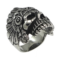 Fingerring Edelstahl-Mann, Edelstahl, Schädel, Schwärzen, 35mm, Größe:11, verkauft von PC