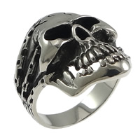 Anillo de dedo de acero inoxidable hombre, Calavera, hueco & ennegrezca, color original, 30mm, tamaño:13, Vendido por UD