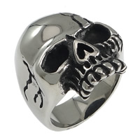 Fingerring Edelstahl-Mann, Edelstahl, Schädel, Schwärzen, 29mm, Größe:13, verkauft von PC