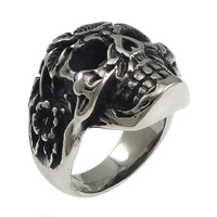 Anillo de dedo de acero inoxidable hombre, Calavera, ennegrezca, 28mm, tamaño:13, Vendido por UD