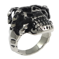 Fingerring Edelstahl-Mann, Edelstahl, Schädel, Schwärzen, 26mm, Größe:9, verkauft von PC