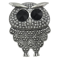 Zinc Alloy Animal Pendants, Owl, plated, with rhinestone nickel, lead & cadmium free Approx 4.5mm 