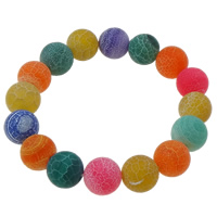 Agate Bracelets, Effloresce Agate, Round, multi-colored, 12mm Approx 7.5 Inch 