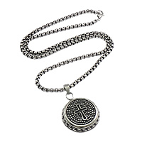 Stainless Steel Jewelry Necklace, Flat Round, box chain & blacken 4mm Approx 23.5 Inch 