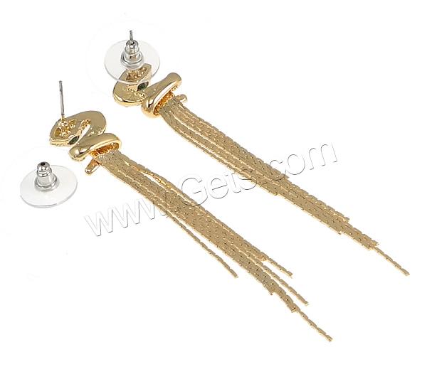 Fashion Fringe Earrings, Brass, with rubber earnut, plated, with rhinestone, more colors for choice, 80mm, 14x16x16.5mm, Sold By Pair