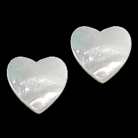 Cabochon de coquille blanche, coeur, dos plat Vendu par PC