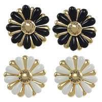 Boucle d'oreille résine zinc alliage, alliage de zinc, avec earnut de caoutchouc & résine, fleur, Placage de couleur d'or, plus de couleurs à choisir, protéger l'environnement, sans nickel, plomb et cadmium Vendu par paire