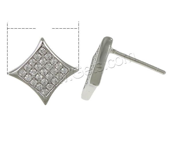 Pendiente de plata cubic zirconia Micro Pave Sterling, plata de ley 925, Rombo, diverso tamaño para la opción & micro arcilla de zirconia cúbica, Vendido por Par