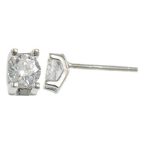 Pendiente de plata cubic zirconia Micro Pave Sterling, plata de ley 925, chapado, sin earnut & micro arcilla de zirconia cúbica, más colores para la opción, 4x5x14mm, 0.8mm, Vendido por Par