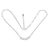 Zirkonia Mikro pflastern Sterlingsilber-Halskette, 925 Sterling Silber, mit Verlängerungskettchen von 2lnch, plattiert, Kastenkette & Micro pave Zirkonia, keine, 28x9x2mm, 1mm, Länge:ca. 16 ZollInch, verkauft von Strang