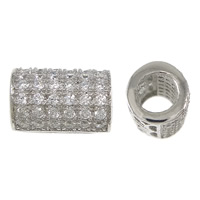 Perle en argent sterling zircone cubique pavent, argent sterling 925, pilier, Placage, pavé de micro zircon & creux, plus de couleurs à choisir Environ 3.5mm, Vendu par PC