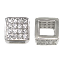 Perle en argent sterling zircone cubique pavent, argent sterling 925, cadre, Placage, pavé de micro zircon, plus de couleurs à choisir Environ 3.8mm, Vendu par PC