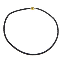 cuir PU corde de collier, acier inoxydable fermoir magnétique, Placage, noire 4mm Environ 17 pouce, Vendu par brin