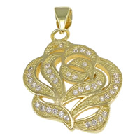 Cubic Zirconia Micro Pave Brass Pendant, Flower, plated, micro pave 60 pcs cubic zirconia Approx 