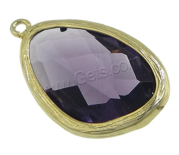 Pendant de cuivre de verre, laiton, avec verre, larme, Placage, facettes, plus de couleurs à choisir, 13x21x6.5mm, Trou:Environ 1mm, Vendu par PC