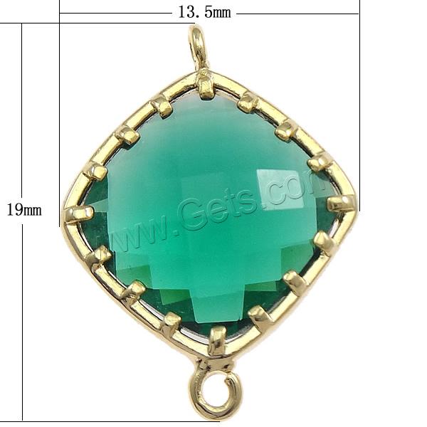 Glass Connector, Brass, with Glass, Rhombus, plated, faceted & 1/1 loop, more colors for choice, 13.5x19x4.5mm, Hole:Approx 1mm, Sold By PC