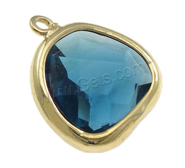 Pendant de cuivre de verre, laiton, avec verre, Placage, facettes, plus de couleurs à choisir, 15x16x6mm, Trou:Environ 1mm, Vendu par PC