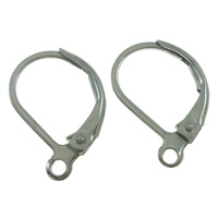 Stainless Steel Lever Back Earring Wires, with loop, original color Approx 1mm 