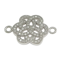 Zirkonia Micro Pave Sterling Silber Stecker, 925 Sterling Silber, Blume, plattiert, Micro pave Zirkonia & 1/1-Schleife, keine, 24x15x2.5mm, Bohrung:ca. 1.5mm, verkauft von PC