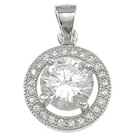 Zircon Micro Pave pendentif en argent sterling, argent sterling 925, Plat rond, Placage, Personnalisé & pavé de micro zircon, plus de couleurs à choisir Environ Vendu par PC