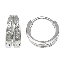 Männer Sterling Silber Hoop Ohrringe, 925 Sterling Silber, Sterling Silber Hebel Rückseiten Ohrring Haken, mit kubischem Zirkonia, 6x13x14mm, verkauft von Paar