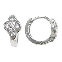 Sterling Silber Zirkonia Ohrringe  , 925 Sterling Silber, mit kubischer Zirkonia, Sterling Silber Stecker, plattiert, keine, 6x11x13mm, verkauft von Paar