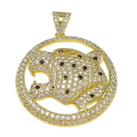 Cubic Zirconia Micro Pave Brass Pendant, Flat Round, plated, micro pave cubic zirconia Approx 