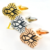 Stainless Steel Cufflink, 316L Stainless Steel, plated, enamel 