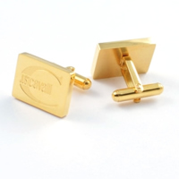 Stainless Steel Cufflink, 316L Stainless Steel, Rectangle, gold color plated 