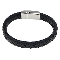 Rindsleder-Armbänder, Kuhhaut, 316 Edelstahl Verschluss, unterschiedliche Länge der Wahl, keine, 12mm,32-34x13-14mm, verkauft von Strang