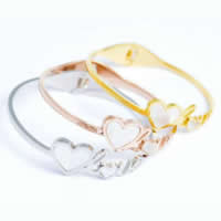 Bracelet en acier inoxydable, acier inoxydable 316L, avec coquille blanche, coeur, Placage, plus de couleurs à choisir, 15mm, Diamètre inté Environ Vendu par PC