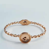 Bracelet en acier inoxydable, acier inoxydable 316L, avec strass, Plat rond, Plaqué de couleur d'or rose, 20mm, Diamètre inté Environ Vendu par PC