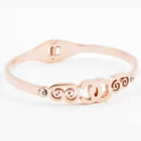 Bracelet en acier inoxydable, acier inoxydable 316L, Lettre C, Plaqué de couleur d'or rose, avec strass, 12mm, Diamètre inté Environ Vendu par PC