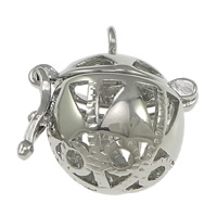 Bola pendentif boule, laiton, Rond, Placage de couleur platine, peut être rempli avec des matériaux de bricolage & creux Environ 2mm, Diamètre inté Environ 12mm, Vendu par PC